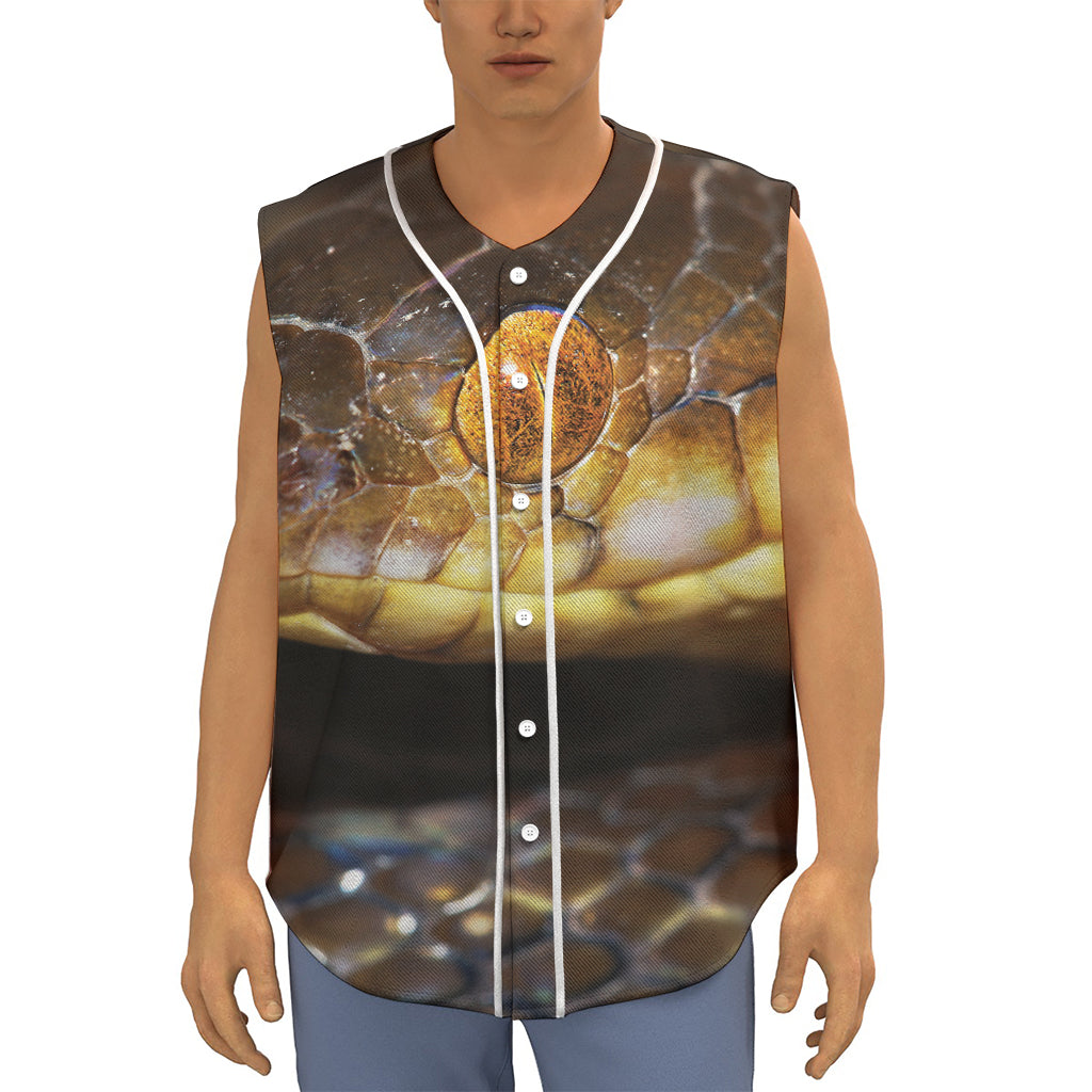 Malagasy Cat Eyed Snake Print Sleeveless Baseball Jersey