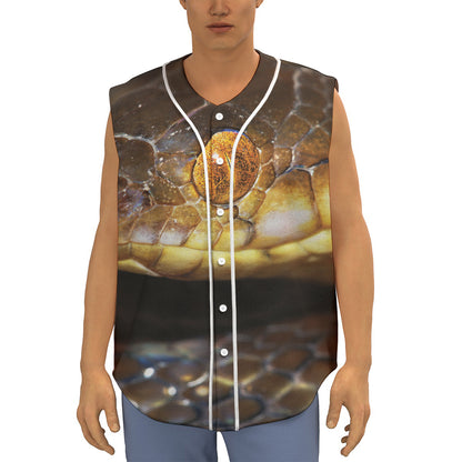 Malagasy Cat Eyed Snake Print Sleeveless Baseball Jersey