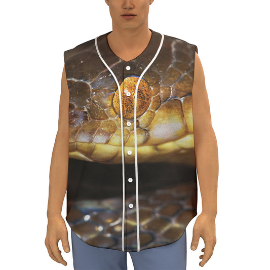 Malagasy Cat Eyed Snake Print Sleeveless Baseball Jersey
