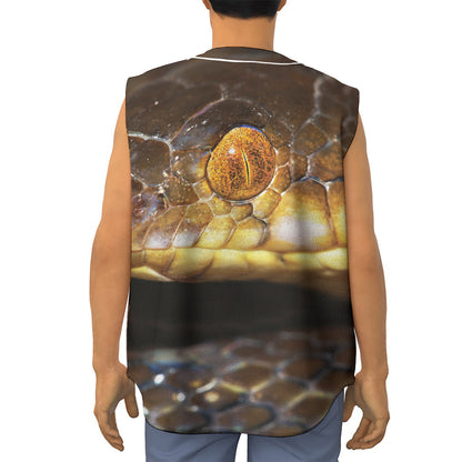 Malagasy Cat Eyed Snake Print Sleeveless Baseball Jersey