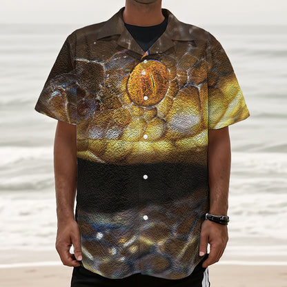 Malagasy Cat Eyed Snake Print Textured Short Sleeve Shirt