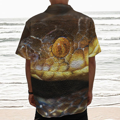 Malagasy Cat Eyed Snake Print Textured Short Sleeve Shirt