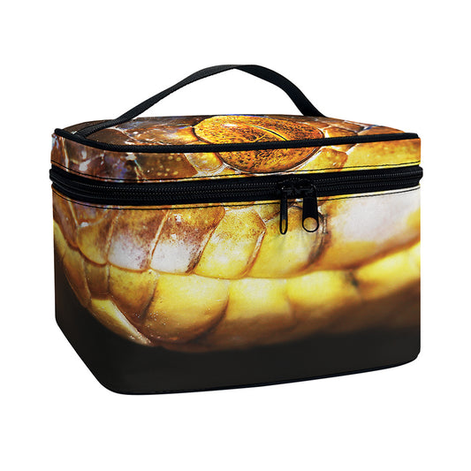 Malagasy Cat Eyed Snake Print Travel Makeup Bag