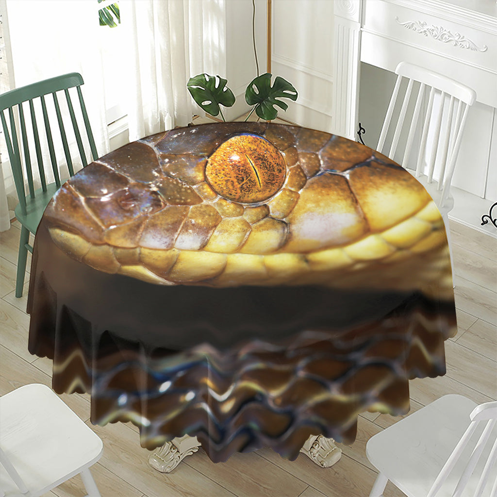 Malagasy Cat Eyed Snake Print Waterproof Round Tablecloth