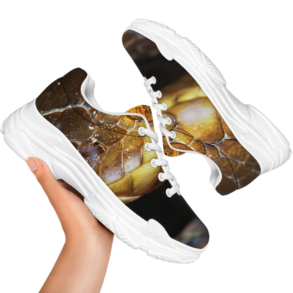 Malagasy Cat Eyed Snake Print White Chunky Shoes