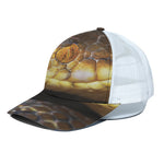 Malagasy Cat Eyed Snake Print White Mesh Trucker Cap