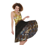 Malagasy Cat Eyed Snake Print Women's Sleeveless Dress