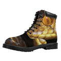 Malagasy Cat Eyed Snake Print Padded Collar Lace Up Boots