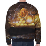 Malagasy Cat Eyed Snake Print Zip Sleeve Bomber Jacket