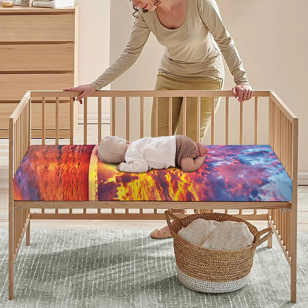Maldives Sunset Print Baby Crib Sheet