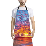 Maldives Sunset Print Bib Apron With Pocket