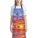 Maldives Sunset Print Bib Apron With Pocket