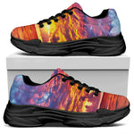 Maldives Sunset Print Black Chunky Shoes
