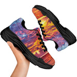 Maldives Sunset Print Black Chunky Shoes