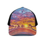 Maldives Sunset Print Black Mesh Trucker Cap
