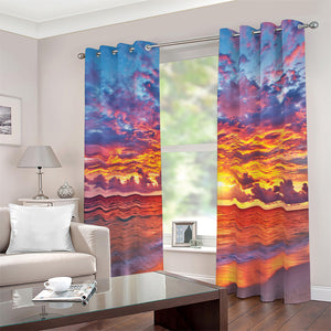 Maldives Sunset Print Blackout Grommet Curtains