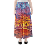 Maldives Sunset Print Chiffon Maxi Skirt