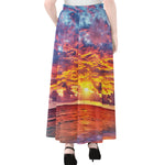Maldives Sunset Print Chiffon Maxi Skirt