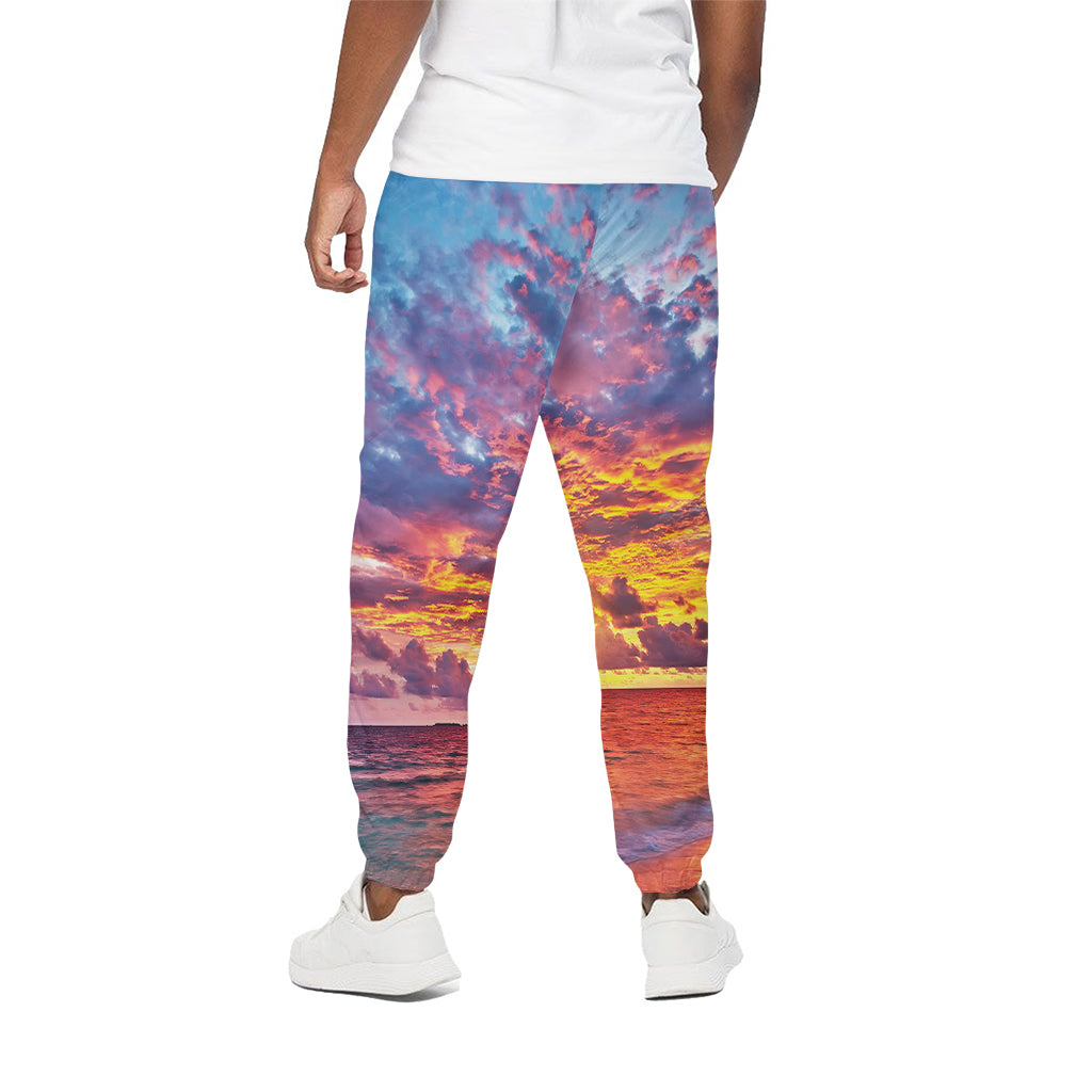 Maldives Sunset Print Cotton Pants