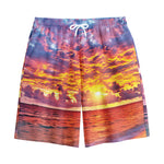 Maldives Sunset Print Cotton Shorts