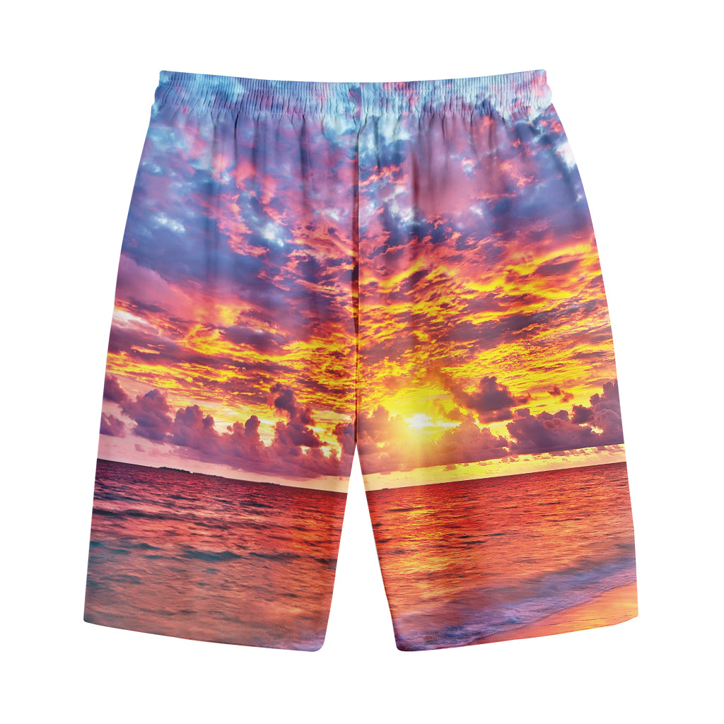 Maldives Sunset Print Cotton Shorts