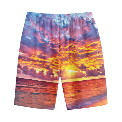 Maldives Sunset Print Cotton Shorts