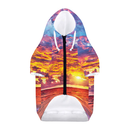 Maldives Sunset Print Dog Zip Up Hoodie