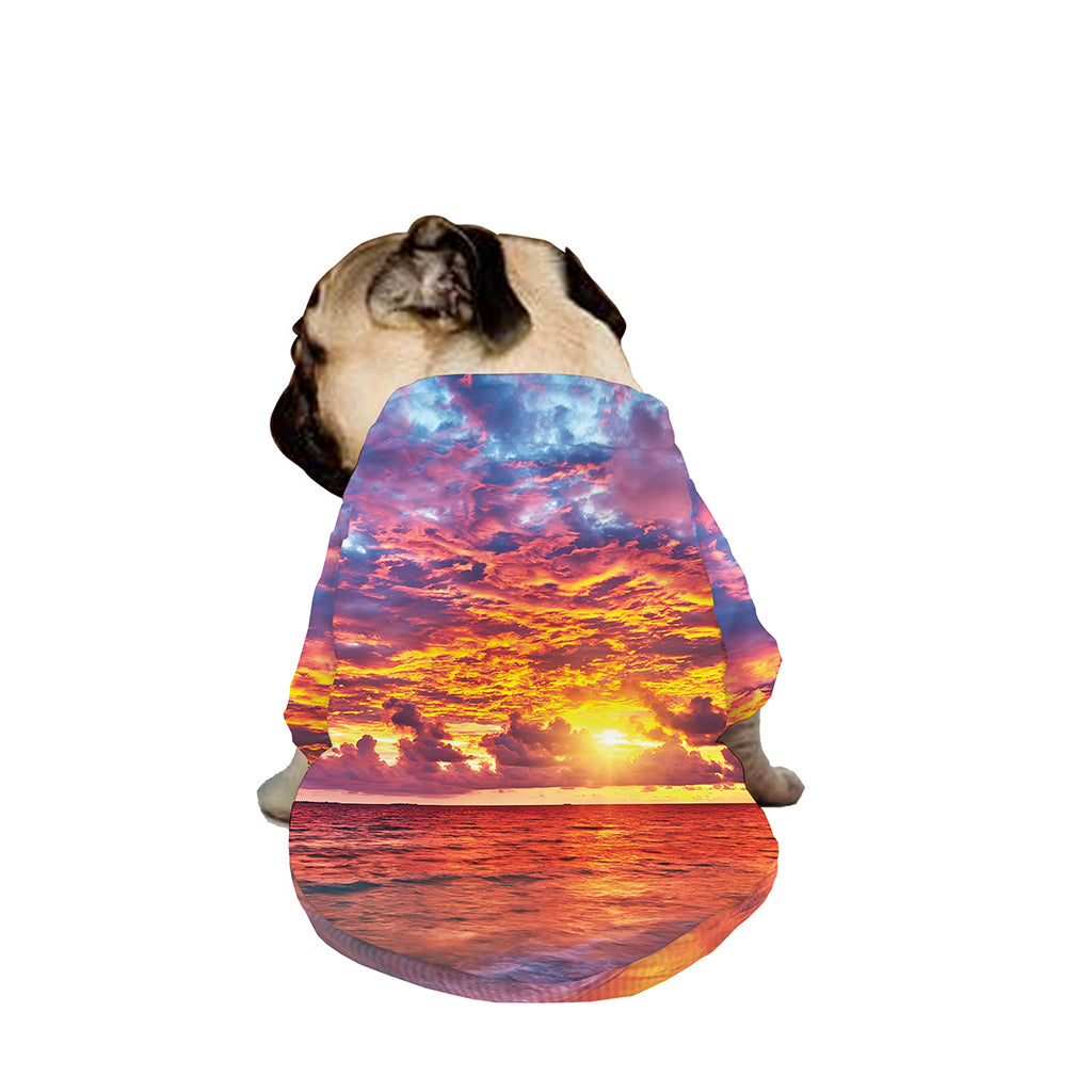 Maldives Sunset Print Dog Zip Up Jacket