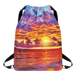 Maldives Sunset Print Drawstring Backpack