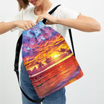 Maldives Sunset Print Drawstring Backpack