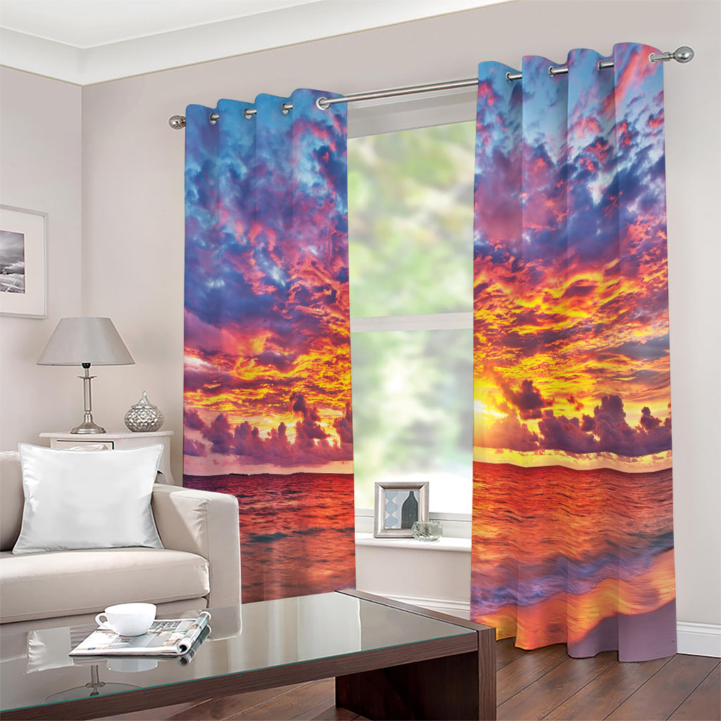 Maldives Sunset Print Extra Wide Grommet Curtains