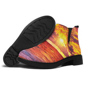 Maldives Sunset Print Flat Ankle Boots