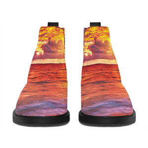 Maldives Sunset Print Flat Ankle Boots