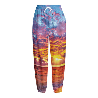 Maldives Sunset Print Fleece Lined Knit Pants
