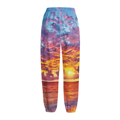 Maldives Sunset Print Fleece Lined Knit Pants
