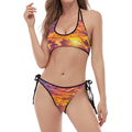 Maldives Sunset Print Halter Scoop Tie Side Bikini