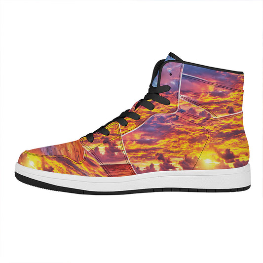 Maldives Sunset Print High Top Leather Sneakers