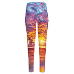 Maldives Sunset Print High-Waisted Pocket Leggings