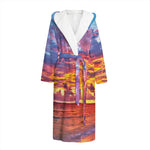 Maldives Sunset Print Hooded Bathrobe