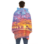 Maldives Sunset Print Hoodie Blanket