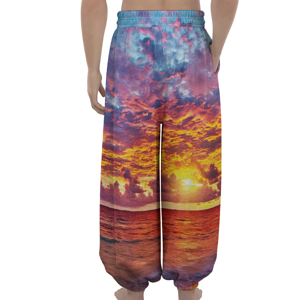 Maldives Sunset Print Lantern Pants