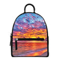 Maldives Sunset Print Leather Backpack