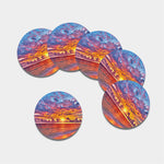 Maldives Sunset Print Leather Coaster Set