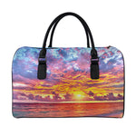 Maldives Sunset Print Leather Duffle Bag