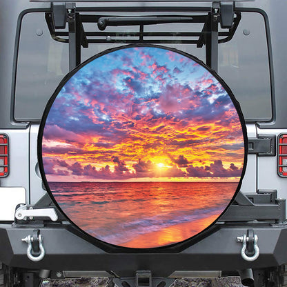 Maldives Sunset Print Leather Spare Tire Cover