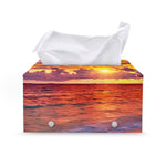 Maldives Sunset Print Leather Tissue Box Cover