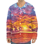 Maldives Sunset Print Long Sleeve Baseball Jersey