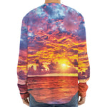Maldives Sunset Print Long Sleeve Baseball Jersey