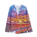 Maldives Sunset Print Long Sleeve Short Coat