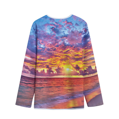Maldives Sunset Print Long Sleeve Short Coat